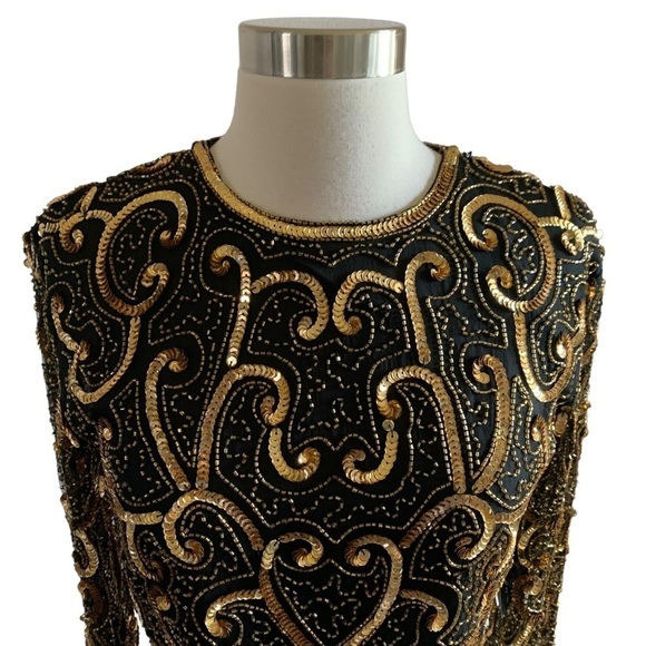 Vintage Silk New With Tags Sténay 70s/80s Sequins Beaded Formal Blouse - Picture 5 of 16